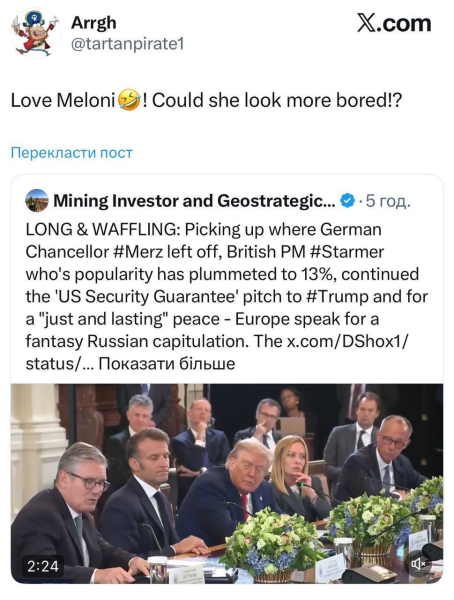 "Вот-вот умрет от скуки": выражение лица Мелони на встрече с Трампом "порвало" сеть. Фото, видео
